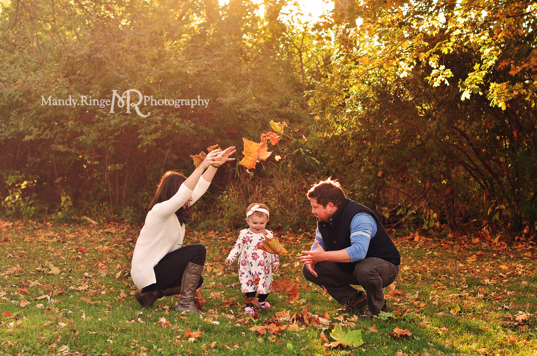Fall family portraits // outdoors, leaves // Leroy Oakes Forest Preserve - St. Charles, IL // by Mandy Ringe Photography