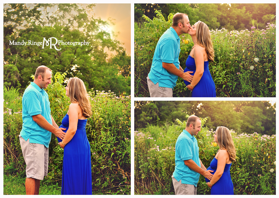 Maternity Portraits // Family of three, maternity, shades of blue, outdoor // Leroy Oakes - St Charles, IL // by Mandy Ringe Photography