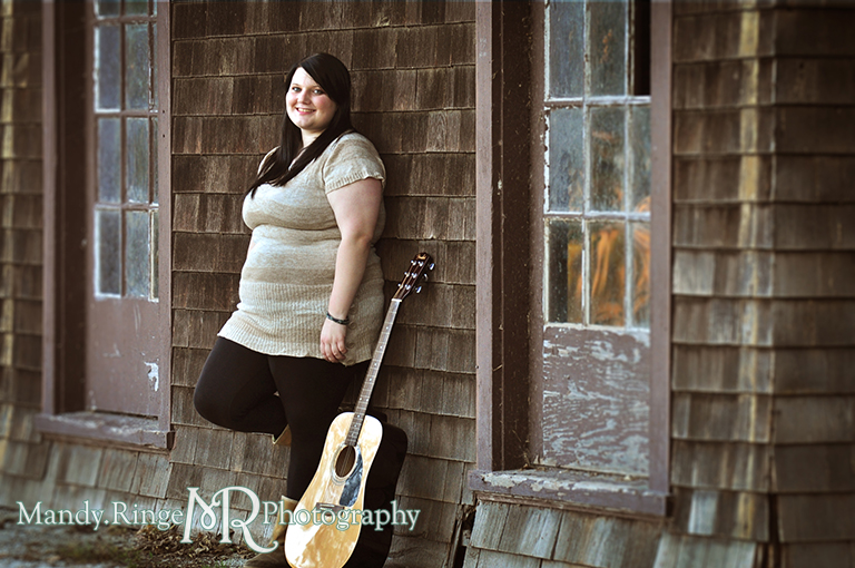 Teen girl posing with a guitar // Senior Photos // Fabyan Forest Preserve - Batavia, IL // by Mandy Ringe Photography