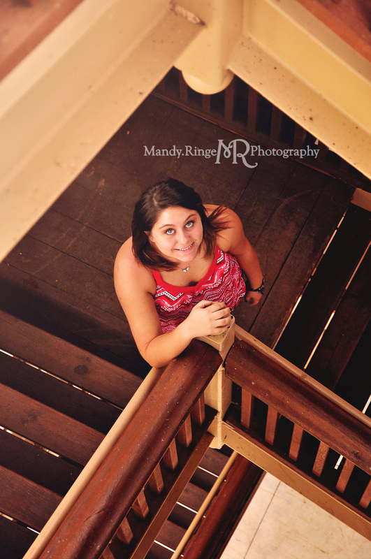 Senior portraits // pavillion stairs, teen girl, Ottawa Highschool // Pottawatomie Park - St. Charles, IL // by Mandy Ringe Photography