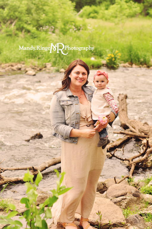 Mommy and Me mini session // Outdoors with wilflowers and a creek // St Charles, IL - by Mandy Ringe Photography