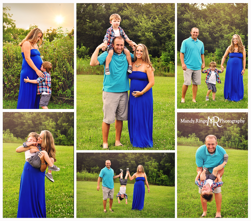 Family Portraits // Family of three, maternity, shades of blue, outdoor // Leroy Oakes - St Charles, IL // by Mandy Ringe Photography
