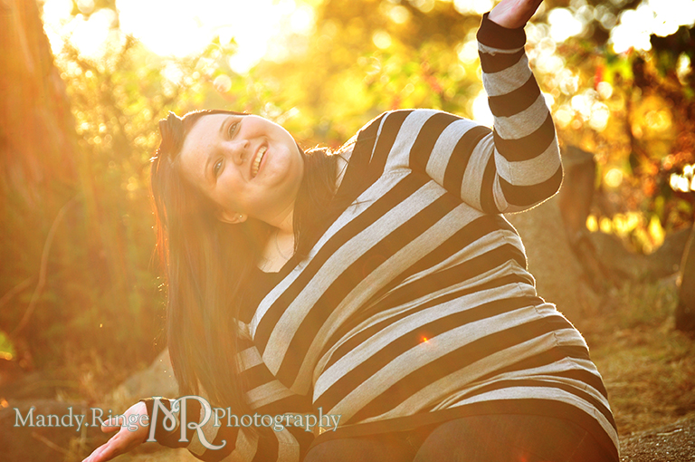 Teen girl doing a silly pose, backlit // Senior Photos // Fabyan Forest Preserve - Batavia, IL // by Mandy Ringe Photography