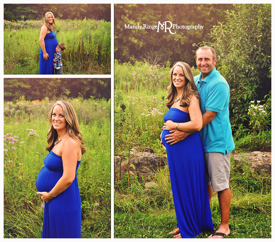 Family Portraits // Family of three, maternity, shades of blue, outdoor // Leroy Oakes - St Charles, IL // by Mandy Ringe Photography