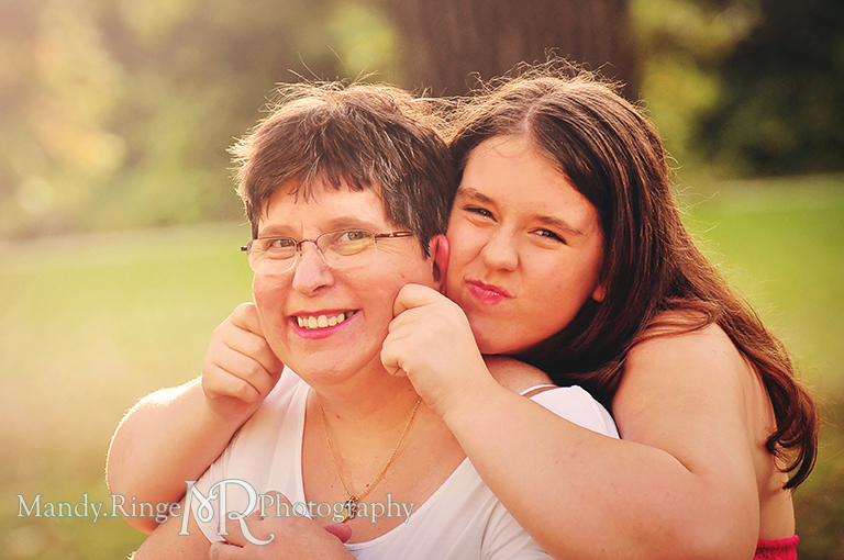 Teen girl portrait - Sweet Sixteen // Mother and daughter silly pose // Fabyan Forest Preserve // by Mandy Ringe Photography