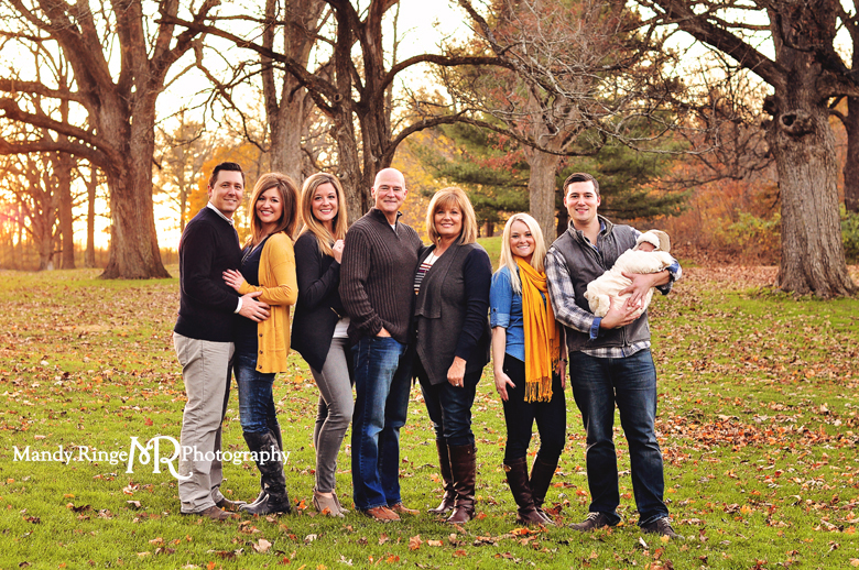 Extended Family Portrait Session // Outdooor fall photos, oak trees, woods // Leroy Oakes Forest Preserve - St Charles, IL // by Mandy Ringe Photography