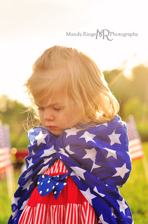 Patriotic Photo Shoot // stars and stripes, fourth of july, flags, radio flyer wagon, summer // Leroy Oakes - St Charles, IL // by Mandy Ringe Photography