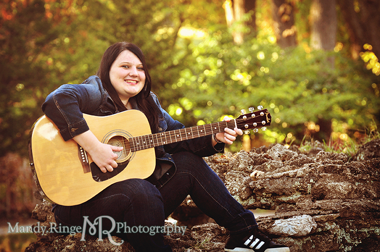 Teen girl holding a guitar // Senior Photos // Fabyan Forest Preserve - Batavia, IL // by Mandy Ringe Photography