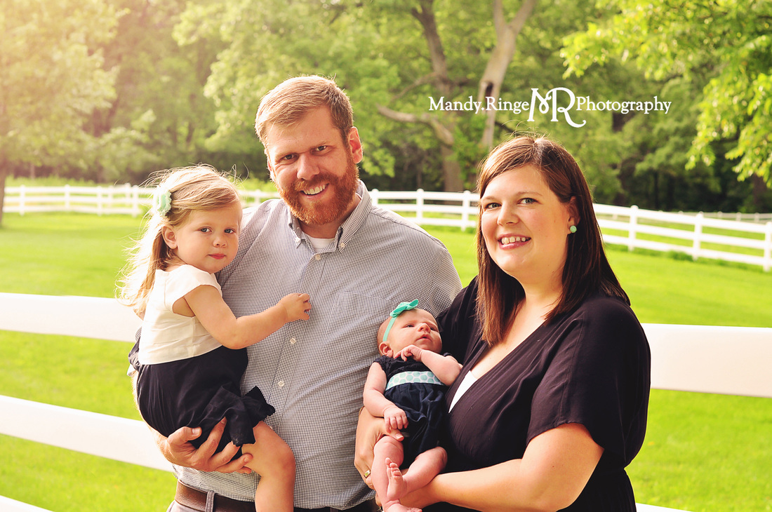 Family portraits // Outdoors, white fence // St. James Farm - Winfield, IL // by Mandy Ringe Photography