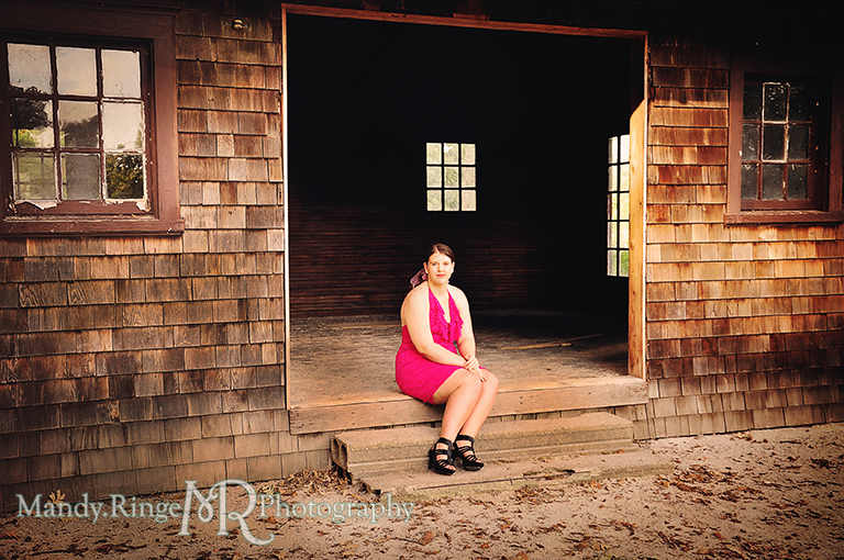 Teen girl portrait - Sweet Sixteen // Posing with an old building // Fabyan Forest Preserve // by Mandy Ringe Photography