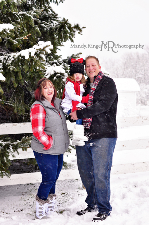 Hot cocoa stand styled mini session // snow, white fence, pine trees // Leroy Oakes - St Charles, IL // by Mandy Ringe Photography