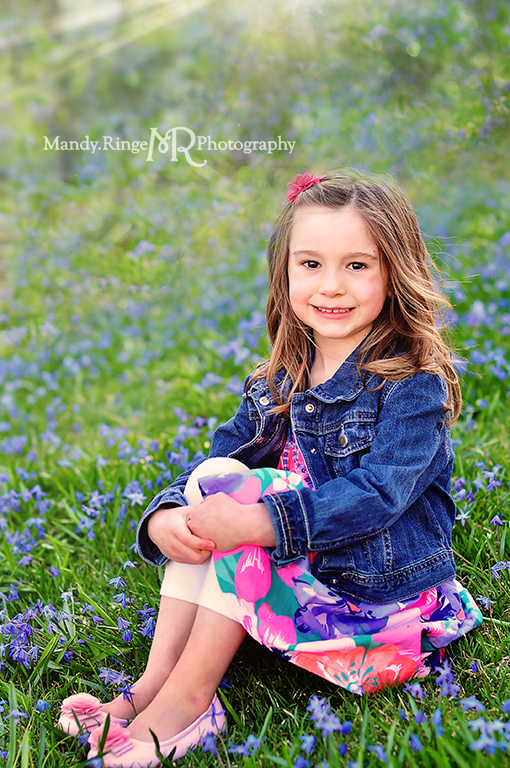 Spring portraits // 4 year old girl // blue flowers // Fabyan forest preserve - Geneva, IL // by Mandy Ringe Photography