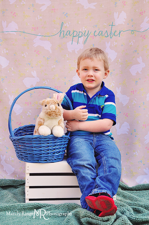 Easter photo shoot // Cousins, boys, bunny backdrop, stuffed bunny, easter basket // Camden, OH // by Mandy Ringe Photography