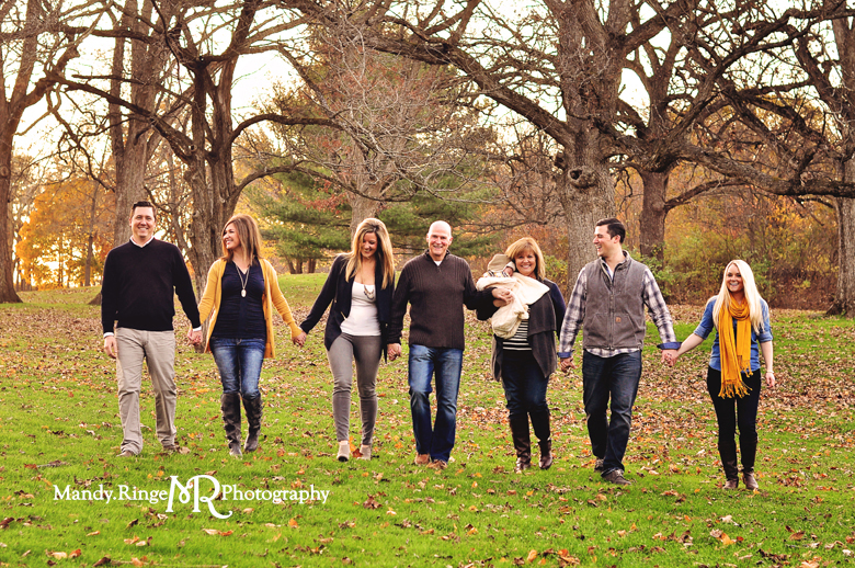 Extended Family Portrait Session // Outdooor fall photos, oak trees, woods // Leroy Oakes Forest Preserve - St Charles, IL // by Mandy Ringe Photography