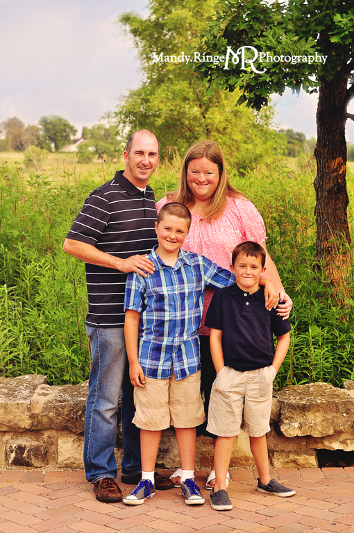 Extended family portrait session // Sitting on a stone wall // Peck Farm Park - Geneva, IL // by Mandy Ringe Photography