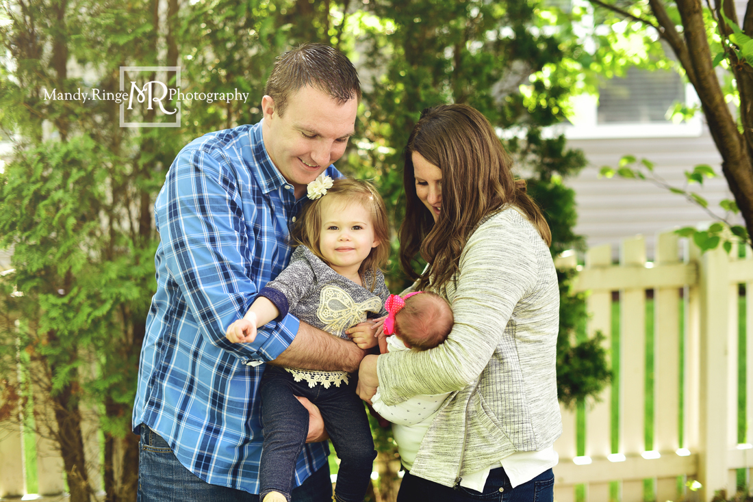 Newborn girl portraits // Outdoor family portraits // Client's home - St Charles, IL // Mandy Ringe Photography