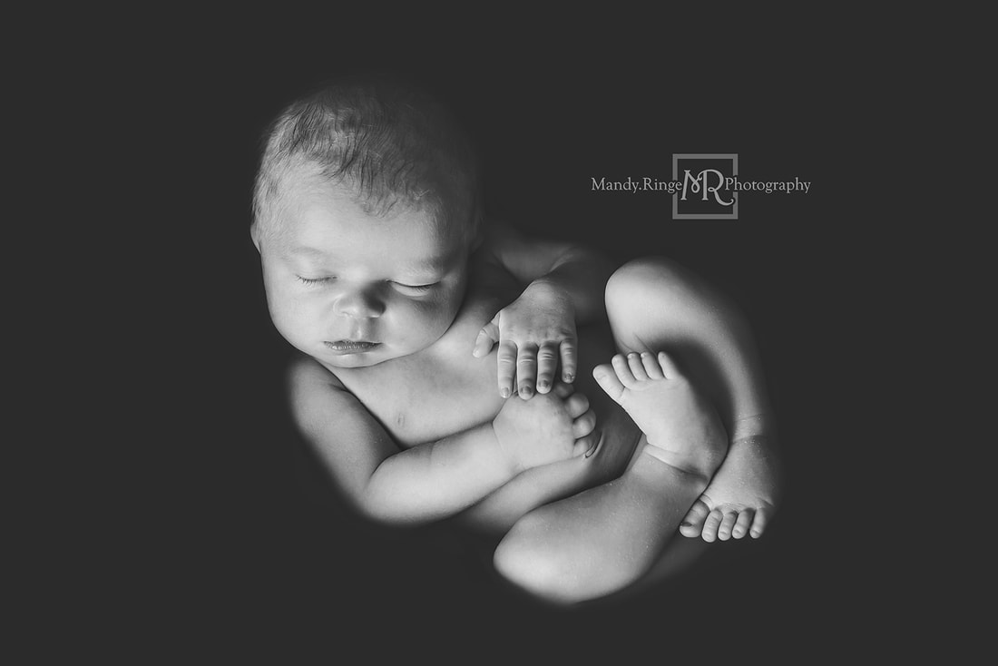 Newborn boy portraits // black and white, simple, classic // St. Charles, IL Studio // by Mandy Ringe Photography