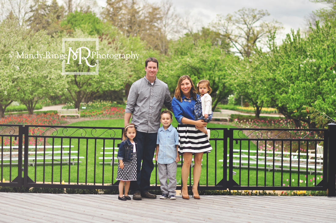 Spring family portraits // blue, gray, black, and white // Lilacia Park - Lombard, IL // Mandy Ringe Photography