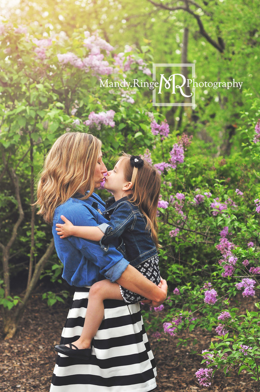 Spring family portraits // blue, gray, black, and white // Lilacia Park - Lombard, IL // Mandy Ringe Photography